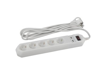 Сетевой фильтр ЭРА USF-5es-1.5m-USB-W Б0019037