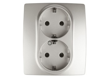 Розетка ЭРА 12 2x2P E Schuko со шторками 16A 250V 12-2104-15 Б0019334