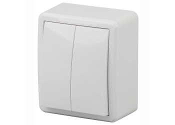 Переключатель двухклавишный с подсветкой ЭРА Эксперт 10AX 250V 11-1205-01 Б0020666