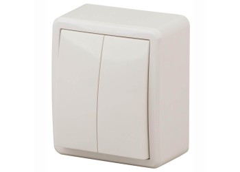 Переключатель двухклавишный с подсветкой ЭРА Эксперт 10AX 250V 11-1205-02 Б0020667