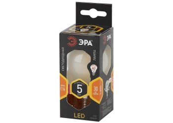 Лампа светодиодная филаментная ЭРА E14 5W 2700K матовая F-LED P45-5W-827-E14 frost Б0027929