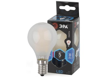 Лампа светодиодная филаментная ЭРА E14 5W 4000K матовая F-LED P45-5W-840-E14 frost Б0027930