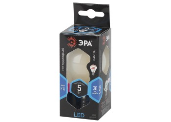 Лампа светодиодная филаментная ЭРА E14 5W 4000K матовая F-LED P45-5W-840-E14 frost Б0027930