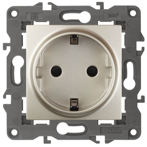 Розетка ЭРА Elegance 2P E Schuko со шторками 16A 250V 14-2102-04 Б0034275, купить в Минске по самой низкой цене