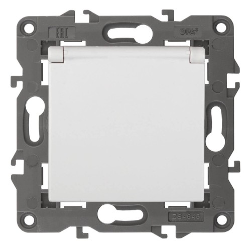 Розетка ЭРА Elegance 2P E Schuko со шторками с крышкой 16A 250V 14-2103-01 Б0034278, купить в Минске по самой низкой цене