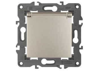 Розетка ЭРА Elegance 2P E Schuko со шторками с крышкой 16A 250V 14-2103-04 Б0034281