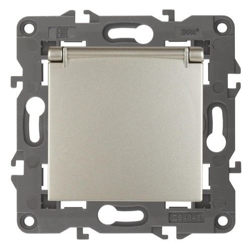 Розетка ЭРА Elegance 2P E Schuko со шторками с крышкой 16A 250V 14-2103-04 Б0034281, купить в Минске по самой низкой цене