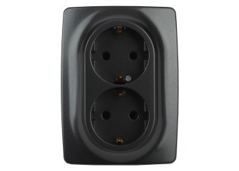Розетка ЭРА 12 2x2P E Schuko со шторками 16A 250V 12-2108-05 Б0036446
