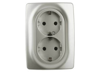 Розетка ЭРА 12 2x2P E Schuko со шторками 16A 250V 12-2108-15 Б0036451