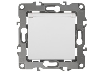 Розетка ЭРА 12 2P E Schuko со шторками с крышкой 16A 250V 12-2003-01 Б0038806