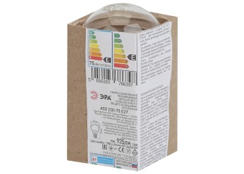 Лампа накаливания ЭРА E27 75W 2700K прозрачная A50 75-230-E27 (гофра) Б0039119