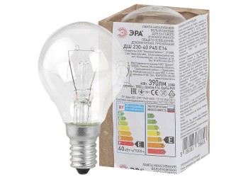 Лампа накаливания ЭРА E14 40W 2700K прозрачная ДШ 40-230-Е14 (гофра) Б0039132