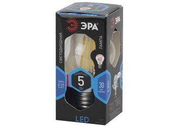 Лампа светодиодная филаментная ЭРА E27 5W 4000K прозрачная F-LED P45-5W-840-E27 Б0039191