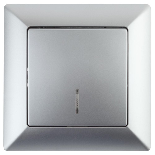 Выключатель одноклавишный ЭРА Intro Solo 10A 250V с подсветкой серебро 4-102-03 Б0043272, купить в Минске по самой низкой цене