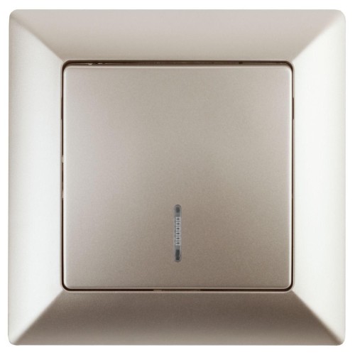 Выключатель одноклавишный ЭРА Intro Solo 10A 250V с подсветкой шампань 4-102-04 Б0043273, купить в Минске по самой низкой цене