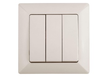 Выключатель трехклавишный ЭРА Intro Solo 10A 250V слоновая кость 4-106-02 Б0043299