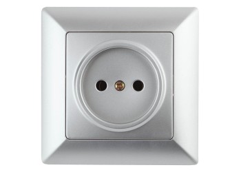 Розетка ЭРА Intro Solo 2P 16A 250V серебро 4-201-03 Б0043307