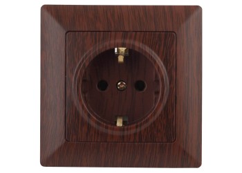 Розетка ЭРА Intro Solo Schuko 2P+E 16A 250V венге 4-202-10 Б0043317