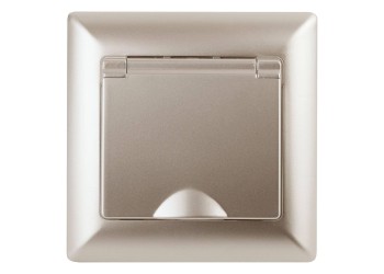 Розетка ЭРА Intro Solo Schuko 2P+E 16A 250V с крышкой шампань 4-203-04 Б0043322