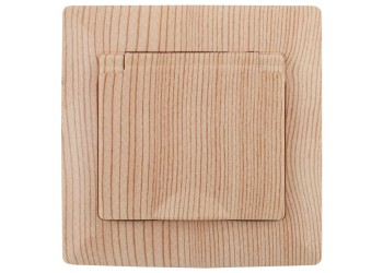 Розетка ЭРА Intro Solo Schuko 2P+E 16A 250V с крышкой дерево 4-203-11 Б0043325