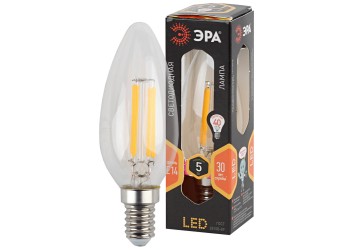 Лампа светодиодная филаментная ЭРА E14 5W 2700K прозрачная F-LED B35-5W-827-E14 Б0043435