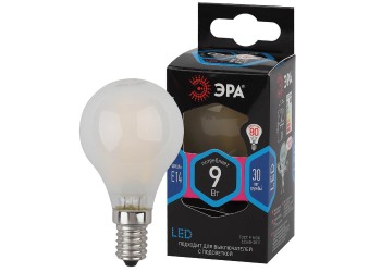 Лампа светодиодная филаментная ЭРА E14 9W 4000K матовая F-LED P45-9w-840-E14 frost Б0047027