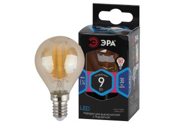 Лампа светодиодная филаментная ЭРА E14 9W 4000K золотая F-LED P45-9w-840-E14 gold Б0047028