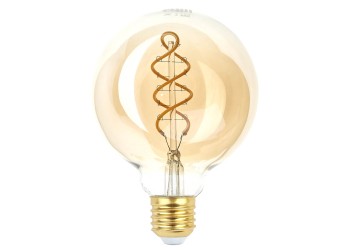 Лампа светодиодная филаментная ЭРА E27 7W 2400K прозрачная F-LED G95-7W-824-E27 spiral gold Б0047663