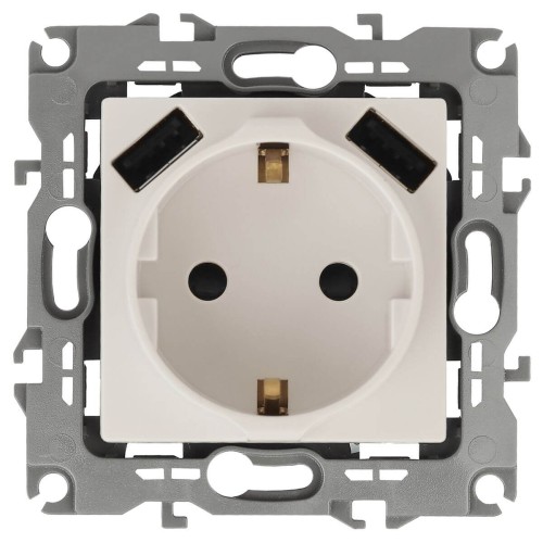 Розетка ЭРА Intro Solo Schuko P+E 16A 250V со шторками 2хUSB слоновая кость 12-4109-02 Б0047841, купить в Минске по самой низкой цене