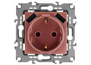 Розетка ЭРА Intro Solo Schuko P+E 16A 250V со шторками 2хUSB медь 12-4109-14 Б0047848