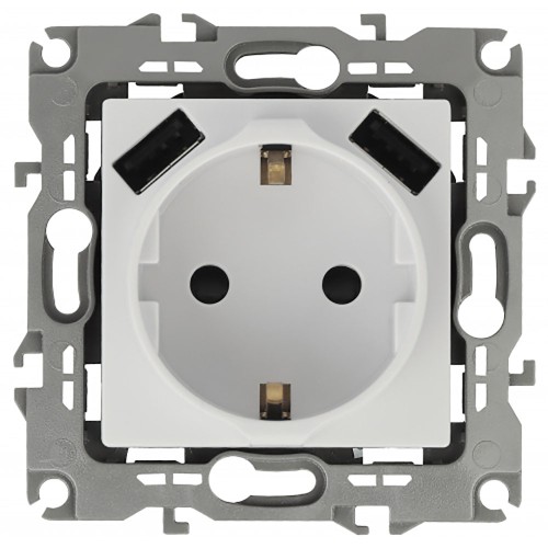 Розетка Эра Elegance 2P+E 16A-250В с защитной шторкой и 2xUSB 5В-3А 14-4109-01 Б0047867, купить в Минске по самой низкой цене