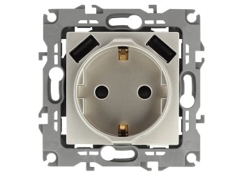 Розетка Эра Elegance 2P E со шторками 16A 250V 2xUSB 14-4109-04 Б0047870