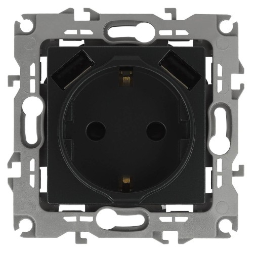 Розетка Эра Elegance 2P E со шторками 16A 250V 2xUSB 14-4109-05 Б0047871, купить в Минске по самой низкой цене