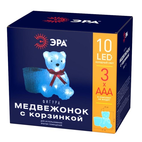 Светодиодная фигура ЭРА медвежонок с корзинкой ENIOF - 12 Б0047974, купить в Минске по самой низкой цене