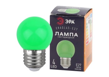 Лампа светодиодная ЭРА E27 1W 3000K зеленая ERAGL45-E27 Б0049574