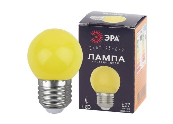 Лампа светодиодная ЭРА E27 1W 3000K желтая ERAYL45-E27 Б0049576