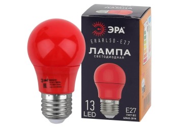 Лампа светодиодная ЭРА E27 3W 3000K красная ERARL50-E27 Б0049580