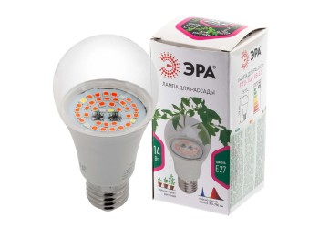 Лампа светодиодная для растений ЭРА E27 14W 1310K прозрачная Fito-14W-RB-E27 Б0050602