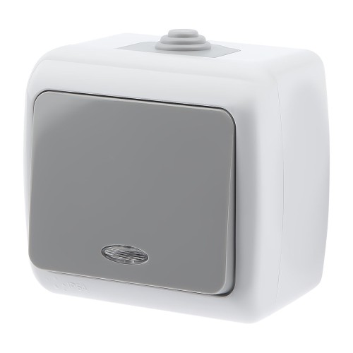 Выключатель одноклавишный ЭРА Intro Atlantic 10AX 250V с подсветкой 5-102-03 Б0050941, купить в Минске по самой низкой цене