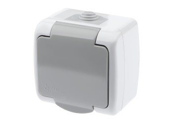 Розетка ЭРА Intro Atlantic Schuko 2P+E 16A 250V с крышкой 5-201-03 Б0050945