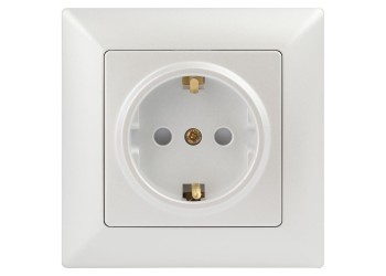 Розетка ЭРА Intro Solo Schuko 2P+E 16A 250V со шторками перламутровый 4-206-06 Б0053686