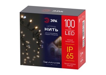 Уличная светодиодная гирлянда ЭРА нить 220V мерцающий теплый белый ERAPS-WK10 Б0056015