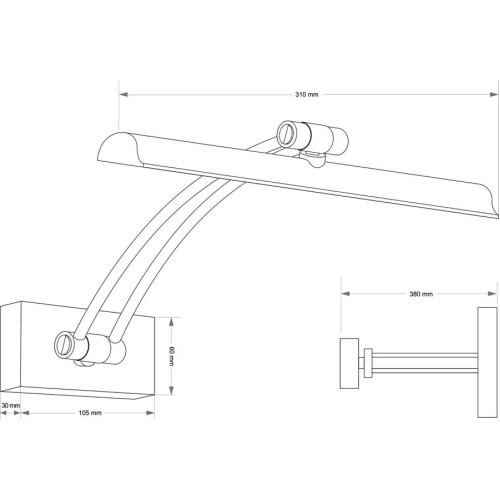 Подсветка для картин и зеркал KUTEK ELVE ELV-PODS-1(ZM)380-DL, купить в Минске по самой низкой цене