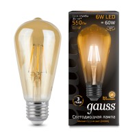 Светодиодная лампа Gauss LED Filament ST64 E27 6W Golden 550lm 2400К 1/10/40