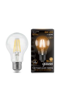Светодиодная лампа Gauss LED Filament A60 E27 6W 600lm 2700К 1/10/40