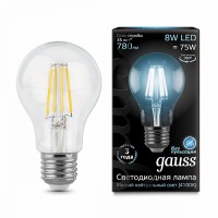 Светодиодная лампа Gauss LED Filament A60 E27 8W 780lm 4100К 1/10/40