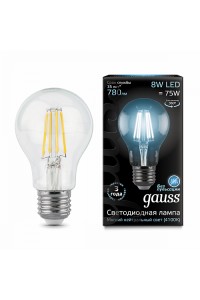 Светодиодная лампа Gauss LED Filament A60 E27 8W 780lm 4100К 1/10/40