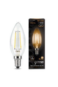 Светодиодная лампа Gauss LED Filament С37 E14 7W 550lm 2700К 1/10/50