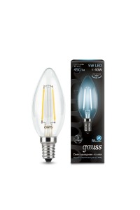 Светодиодная лампа Gauss LED Filament С37 E14 5W 450lm 4100К 1/10/50
