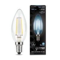 Светодиодная лампа Gauss LED Filament С37 E14 7W 580lm 4100К 1/10/50